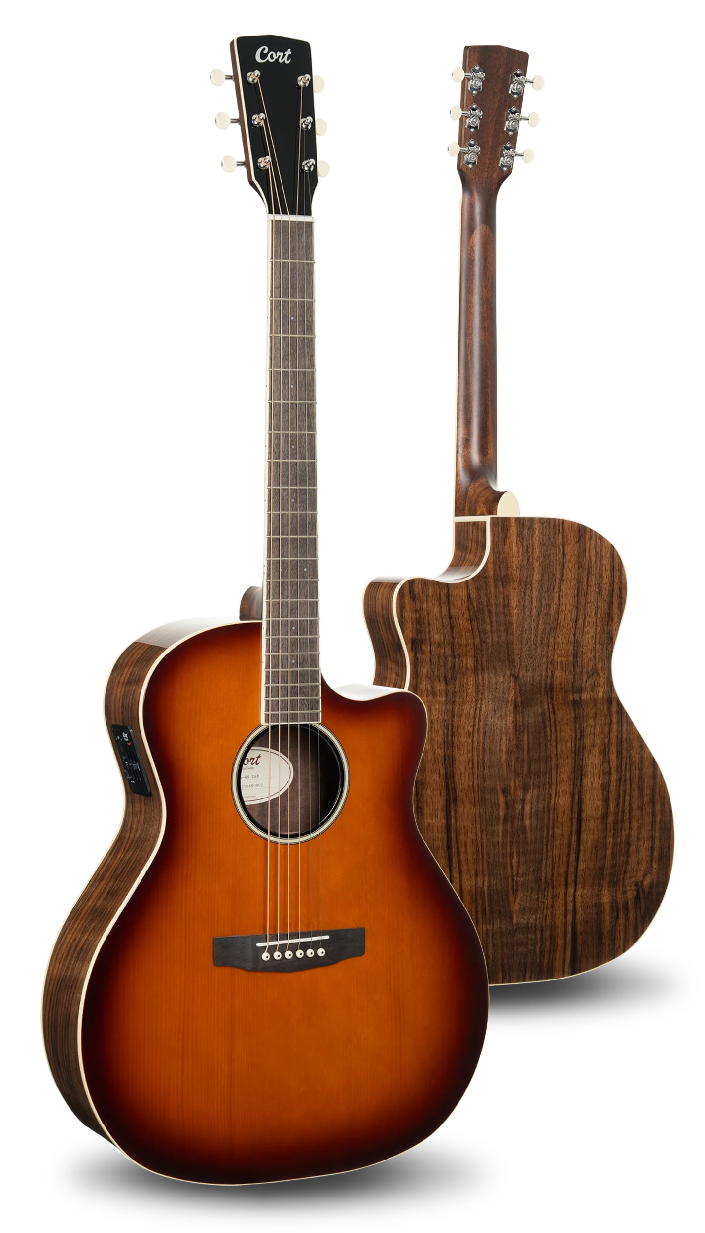 CORT EXOTIC-GA Walnut in Sunburst, Vorder- und Rückansicht