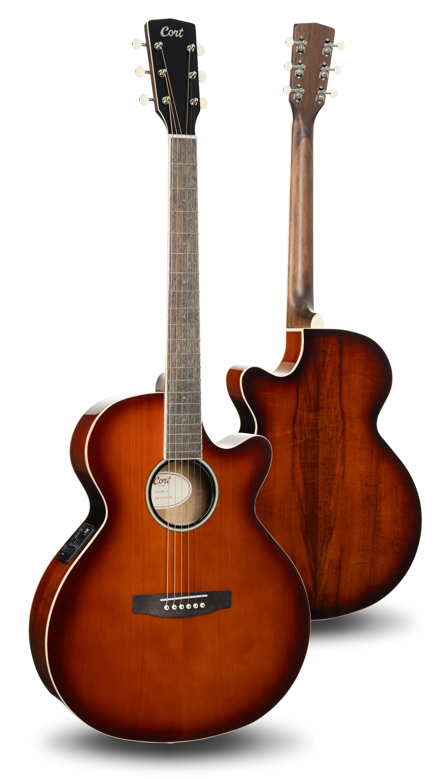 CORT EXOTIC-SFX Myrtle in Sunburst, Vorder- und Rückansicht
